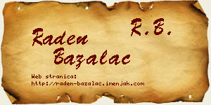 Raden Bažalac vizit kartica